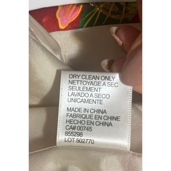 JS Collections Size 8 Floral Silk Blend Orient Motif Kimono Mock Collar Jacket - Picture 10 of 10